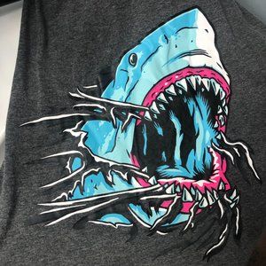 Youth Hurley shark attack wrap-around graphic tee, gray, size L 12-13 years